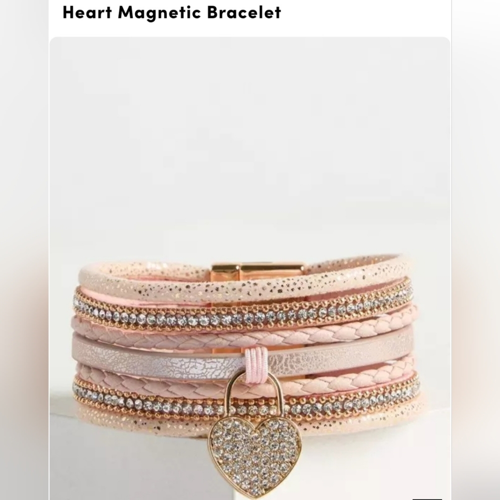 Torrid Pink and Gold Multi-Strand Heart Bracelet